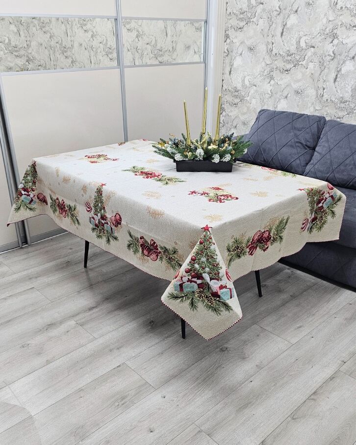 Гобеленова різдвяна скатертина 140х180см - вид 1