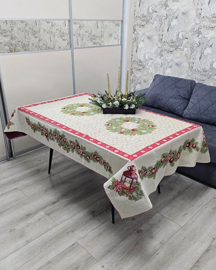 Гобеленова різдвяна скатертина 140х180см - вид 2