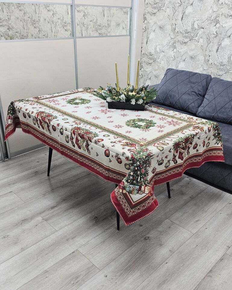 Гобеленова різдвяна скатертина 120х160см - вид 3