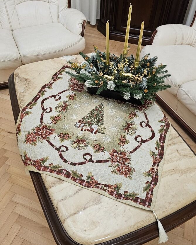 Різдвяна серветка гобеленова 80х80см - вид 2