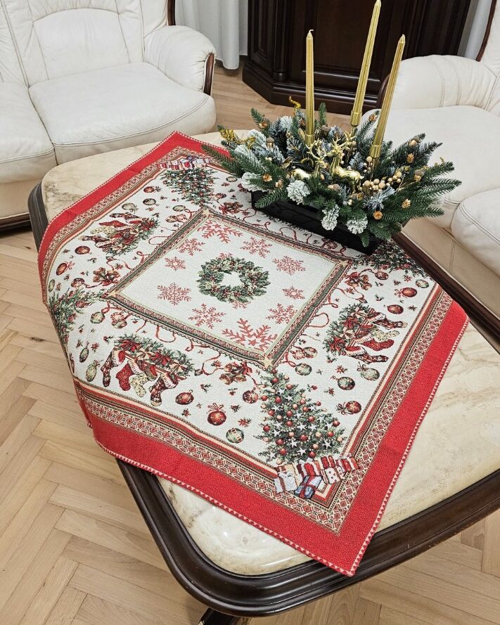 Різдвяна серветка гобеленова 90х90см - вид 3