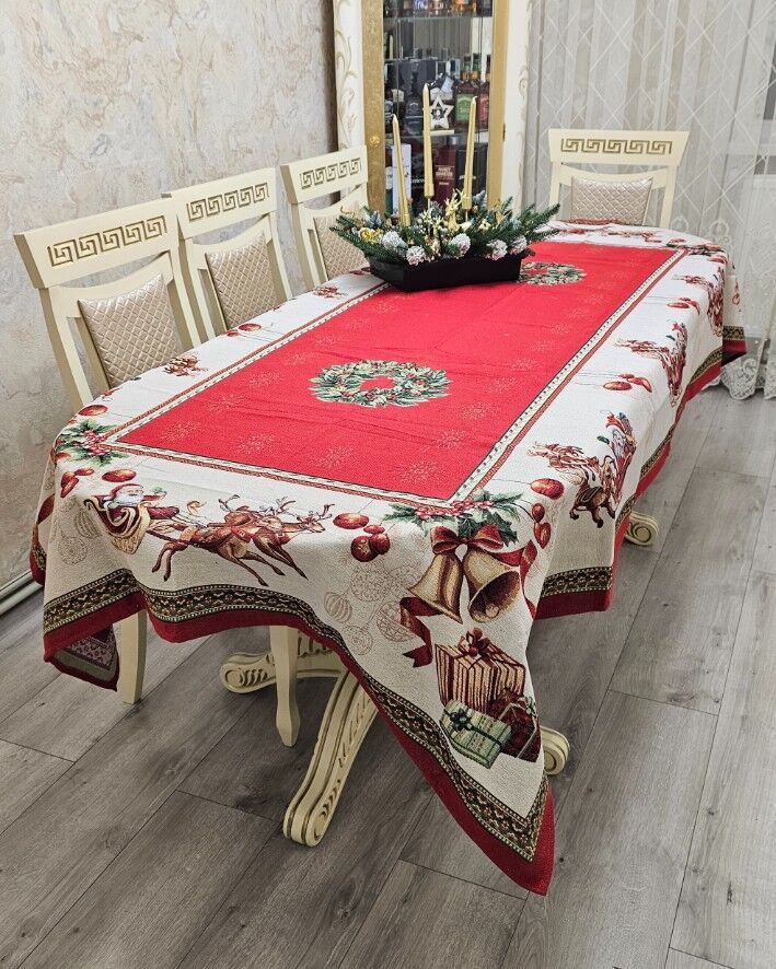 Гобеленова різдвяна скатертина 140х260см - вид 1