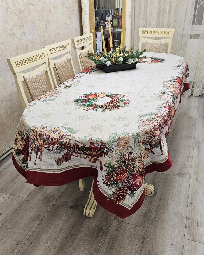 Гобеленова різдвяна скатертина 140х300см - вид 1
