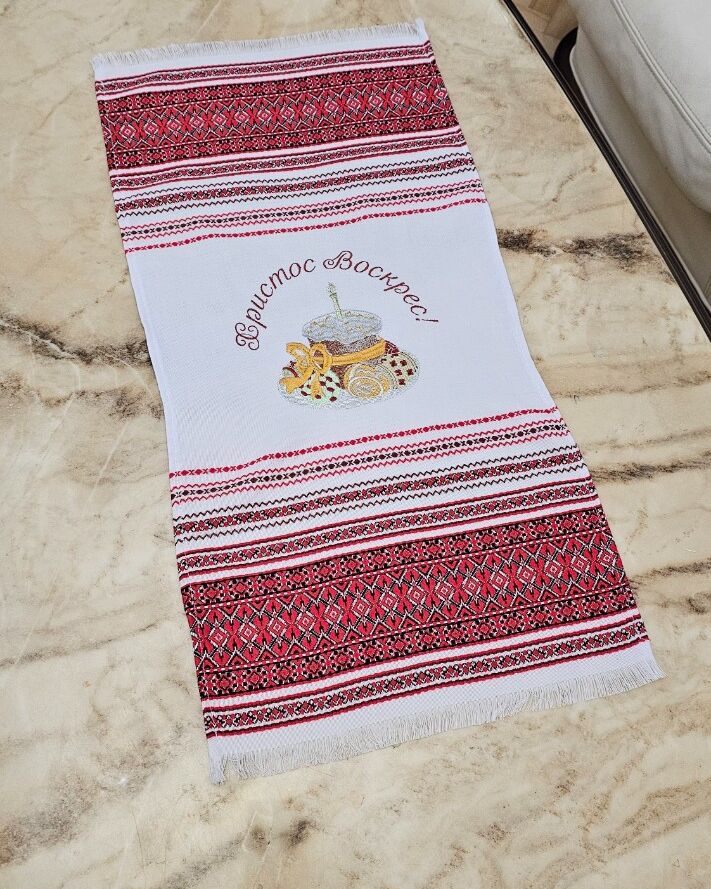 Пасхальна  серветка вишита 35х60см  - червона 3