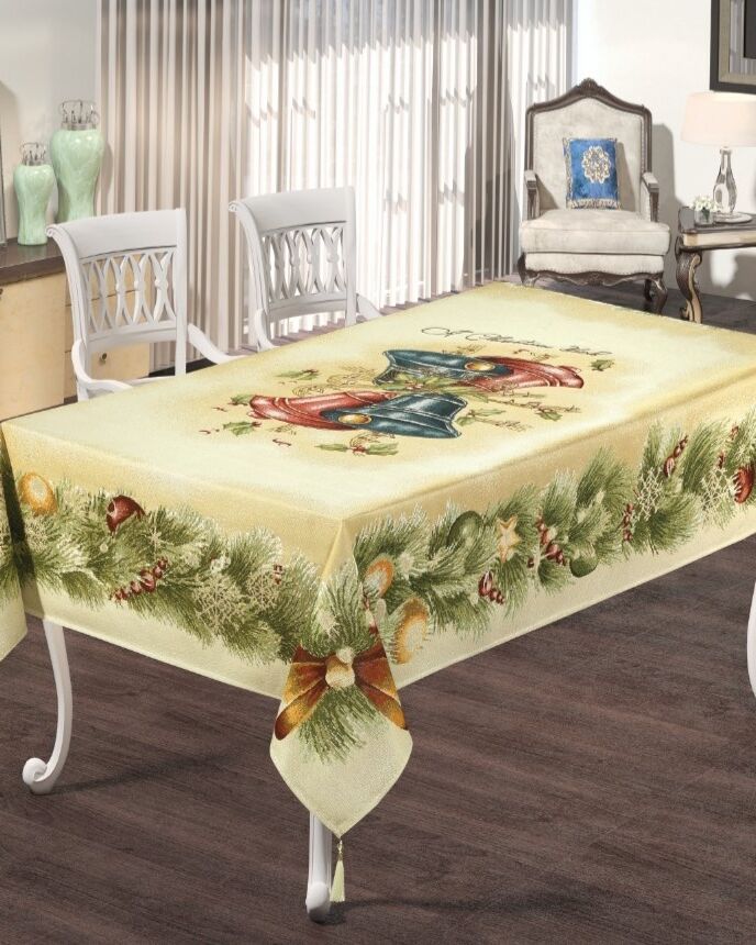 Гобеленова турецька різдвяна скатертина 160х220см вид 1