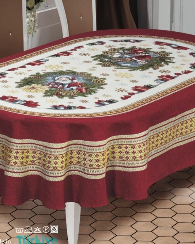 Гобеленова турецька різдвяна скатертина 160х300см вид 1